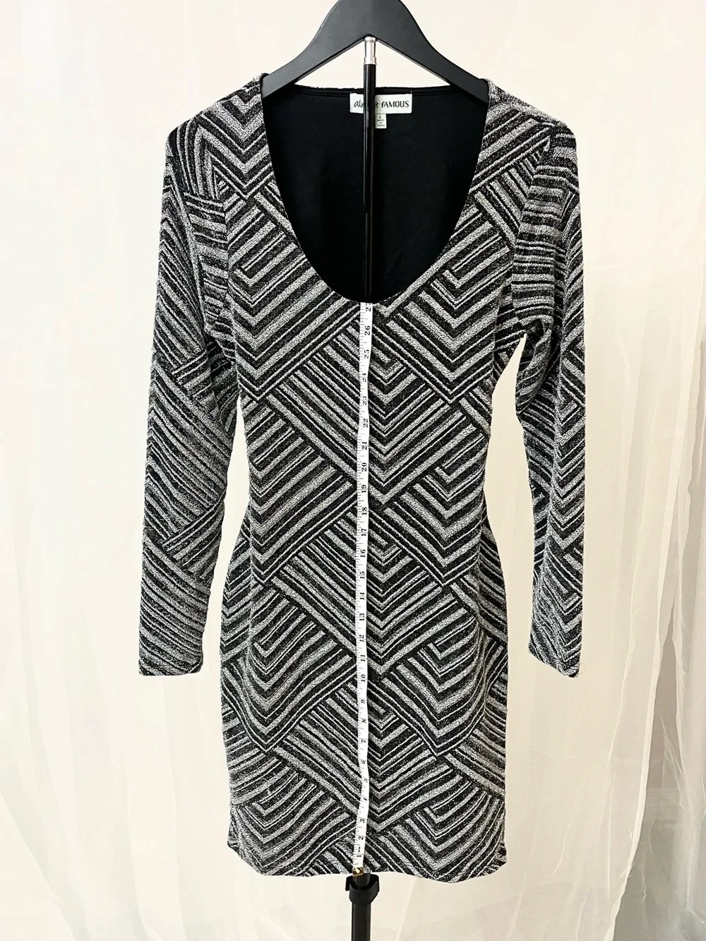 Almost Famous Black & Silver Geometric Cutout Mini Dress